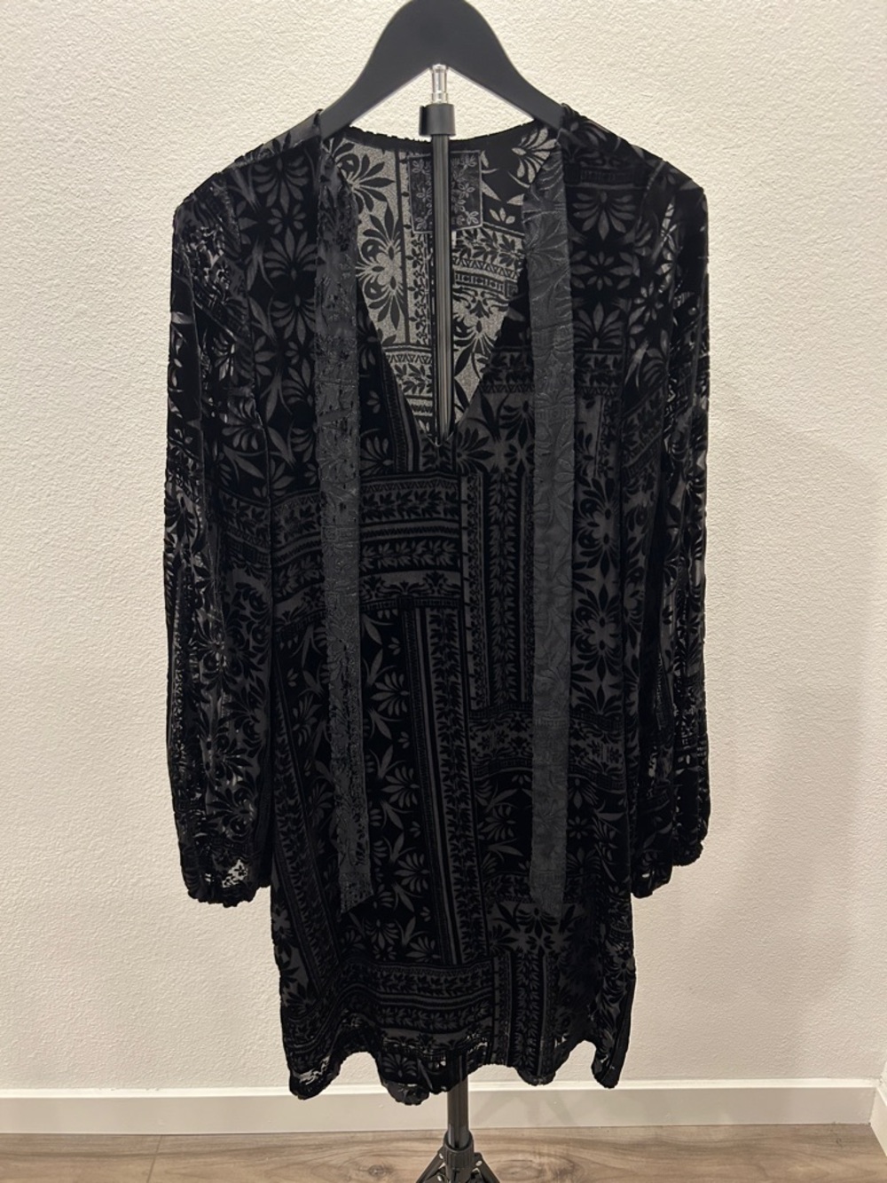 Johnny Was Black Embroidered Label Top